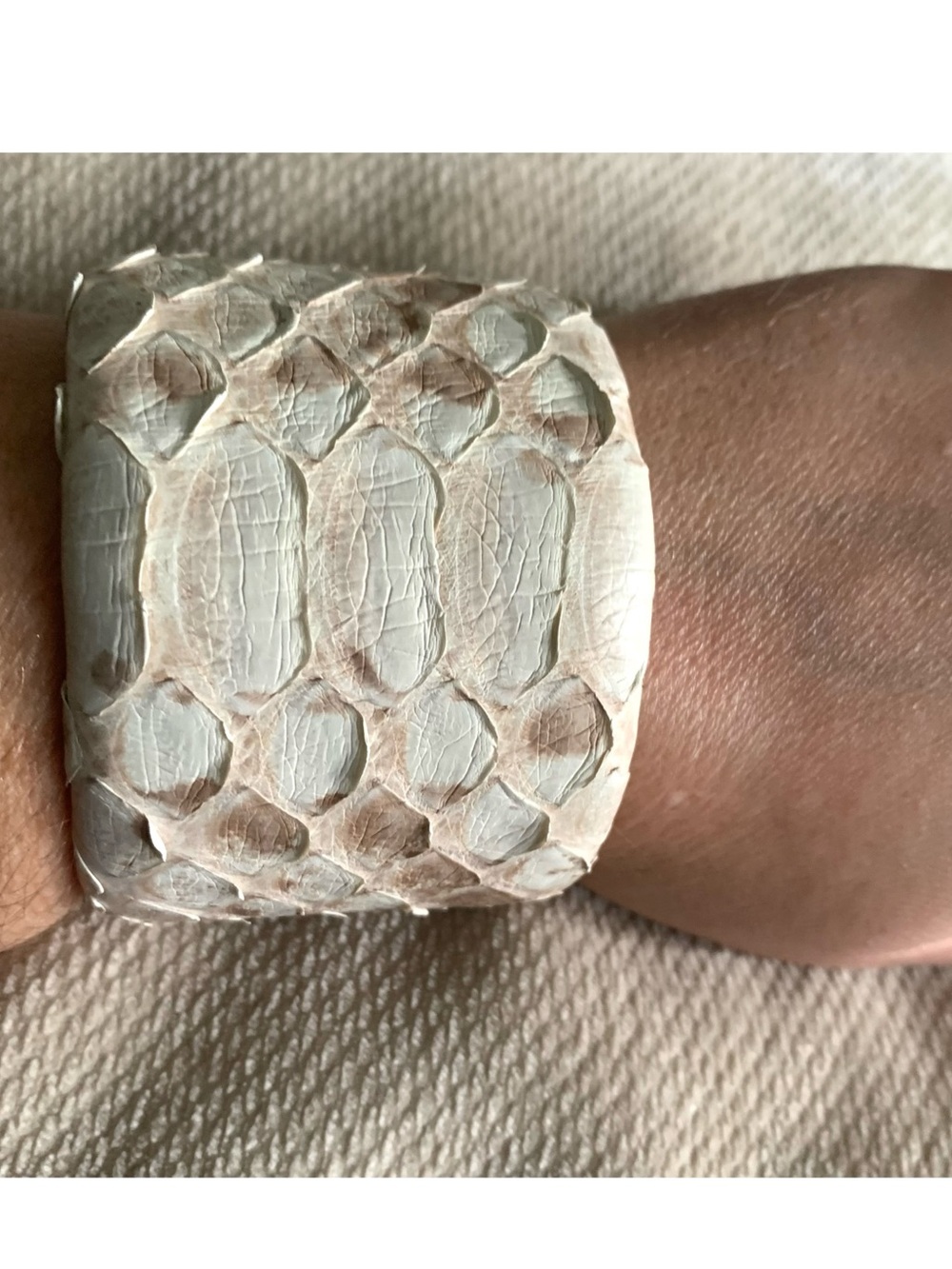 Handmade in the USA Genuine Snake Skin Approx 2” Cuff Bracelet - Unbranded